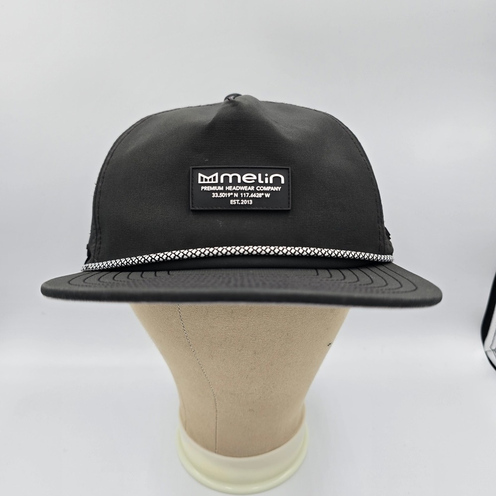 Melin Coronado Rope Hat Hydro Black Grey Snapback Performance Adjustable Cap XL